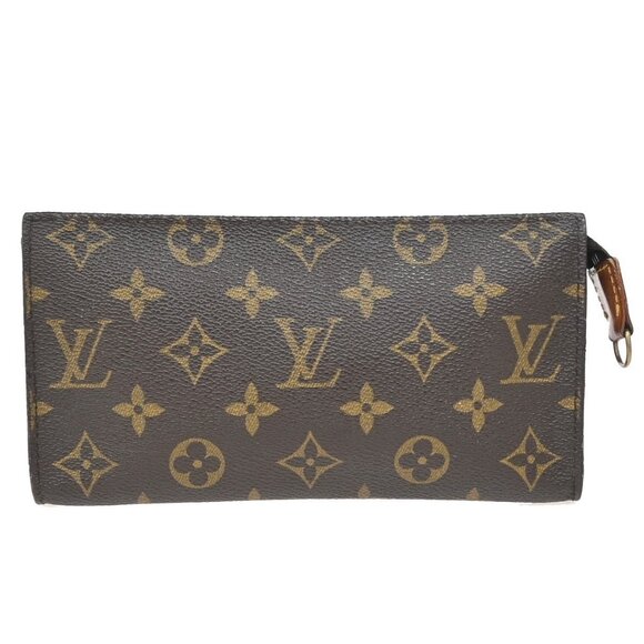 LOUIS VUITTON LV Logo Bucket GM Pouch Bag Monogram Leather Brown GHW - Picture 1 of 13
